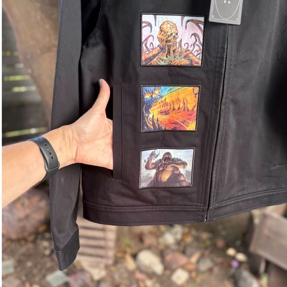 NWT Teddy Fresh x Magic The Gathering Patches Black 100% Cotton Zip Front Jacket - Picture 4 of 11